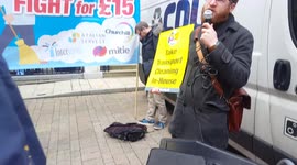 The siege of conservative headquarters By railway workers and  Churchill cleaners,  strike over lower than basic pay