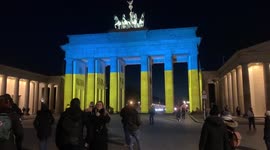 Berlin's Brandenburg Gate illuminated in Ukrainian colours amid Russian invasion