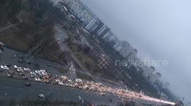 February 24: Traffic chaos as Kyiv residents scramble to leave