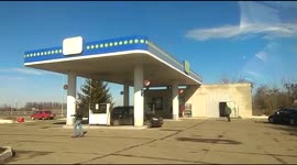 Gas station out of fuel amid war outbreak in Valny, Kharkiv Region, Ukraine