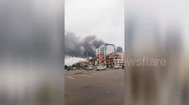 Smoke rises above Ukrainian city after Russian missile strikes
