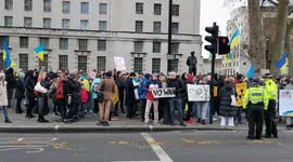 Hundreds gather outside Downing Street to protest against Russia's attack on Ukraine