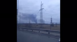 Pillars of smoke seen rising from Antonov Airport, Ukraine