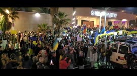 Russians, Ukrainians and Israelis Protest Invasion of Ukraine at Russian Embassy in Tel Aviv.