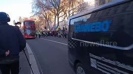 Pro Ukraine protesters gather at Whitehall, London