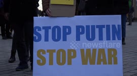 Thousands of people gather to demonstrate against the Russian invasion of Ukraine in Berlin