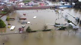 Drone footage shows flooded River Severn in UK