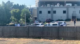 Police shut off streets near Ringwood station, Melbourne