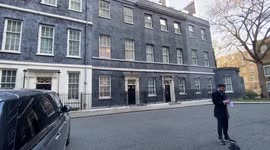 Ukranian flag blows on top of 10 Downing Street