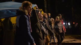 50m long Ukrainian flag unfurled in Vilnius, Lithuania