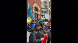 Anti-war protestors sing in New York