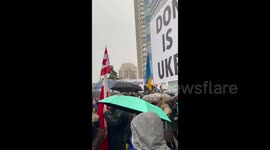 'Stand with Ukraine' rally in near Ukrainian Canadian Congress in Toronto, Canada