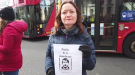 A courageous Russian lady against war outside Downing street