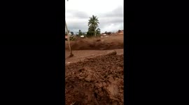 The seconds of the occurrence of a hot mudslide after the 6.1 Richter Scale earthquake in West Pasaman Regency, West Sumatra, Indonesia