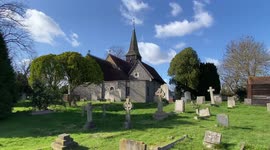 Old graveyard in England, next to a church from 1330, in Sidcup, London, England, UK.