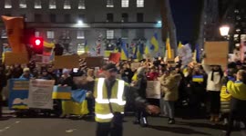 Huge protest outside Downing Street in London following the Russian invasion of Ukraine