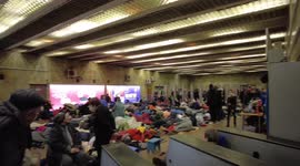 Packs of people in Kyiv sleep on ice cold floors of subway station to save themselves from Russian attack