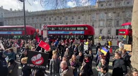 Thousands gather outside Downing Street to protest Russian invasion of Ukraine