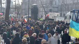 Massive protest against Russian attack on Ukraine underway in Whitehall, central London