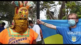 Rally against Russian occupation in front of the Russian embassy in Lima, Peru