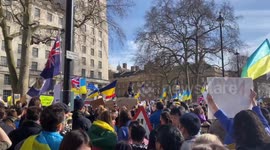 London turns blue and yellow for Ukraine: Anti-war demonstrators take to the streets in solidarity with Ukraine