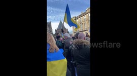 Protests against war outside the Russian Embassy in Edinburgh, UK