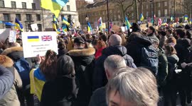 People chant 'Stop Putin – Stop the war' during anti war protest in Whitehall London, UK
