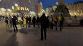 People chant 'Now or never - close the sky' in Kraków, Poland
