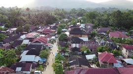 Aerial video of the 6.1M earthquake epicentre location in West Pasaman, West Sumatra, Indonesia