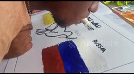 Artist in tamilnadu draws an art with his tongue pleading with Russia to stop the war on Ukraine