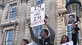 Protesters at a Rally for Ukraine outside Downing Street in London