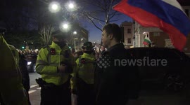 Pro-Russia counter-protester led away from Ukraine rally by police in London