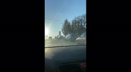 Huge traffic queues at Polish border as Ukrainians flee Russian invasion