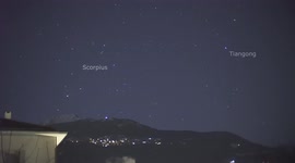 Chinese Tiangong space station soars past Scorpius in Switzerland night sky