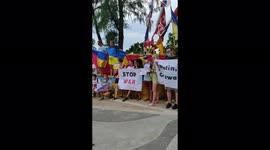 Russians, Ukrainians and Belarusians in Thailand unite at pro-peace protest