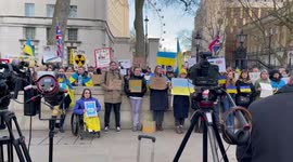 Russia invades Ukraine -Crowds gather for Demonstrations at Whitehall / Downing Street - Stop Putin sanctions now !