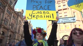 Pro-Ukraine protest in Nottingham, UK, after Russian invasion of Ukraine
