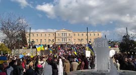 Protest outside Athens Parliament building against Russia's military operation in Ukraine