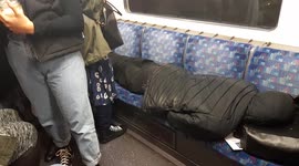 Spectacularly selfish or just ill? Man takes up 5 seats sleeping on a London tube train