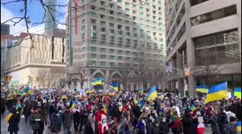 Large protest in Toronto as rallies across Canada oppose Russian invasion of Ukraine