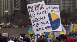 Massive crowds of people rally in Toronto Canada in support of Ukraine as it's attacked and invaded by Russian armed forces