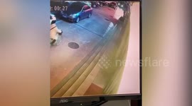 Out of control electric car narrowly misses cyclist in eastern China