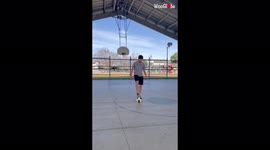 'Trickshot pro combines his soccer & basketball skills to pull off SICK back heel shot '