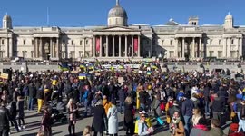 Thousands of protesters gather in Trafalgar Square as war in Ukraine continues