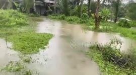 Heavy rain floods villages during shear line weather phenomenon in the Philippines