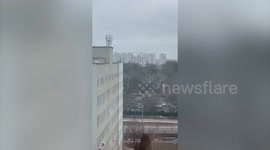 Footage shows residential area in Kharkiv, Ukraine being hit by Russian strikes