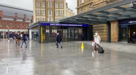 Closed King’s Cross St Pancras Underground Station as a tube strike hits London
