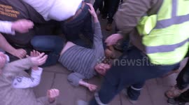 Police break up brutal ball game in Atherstone as violence erupts on the street (extended edit)