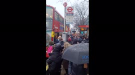 UK: Long Queues At Bus Stops Due To 24 Hour Tube Strike In London 2