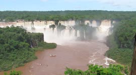 The Iguazú Falls or Iguaçu Falls, Waterfalls on the Iguazú River on the Border of Argentina and Brazil